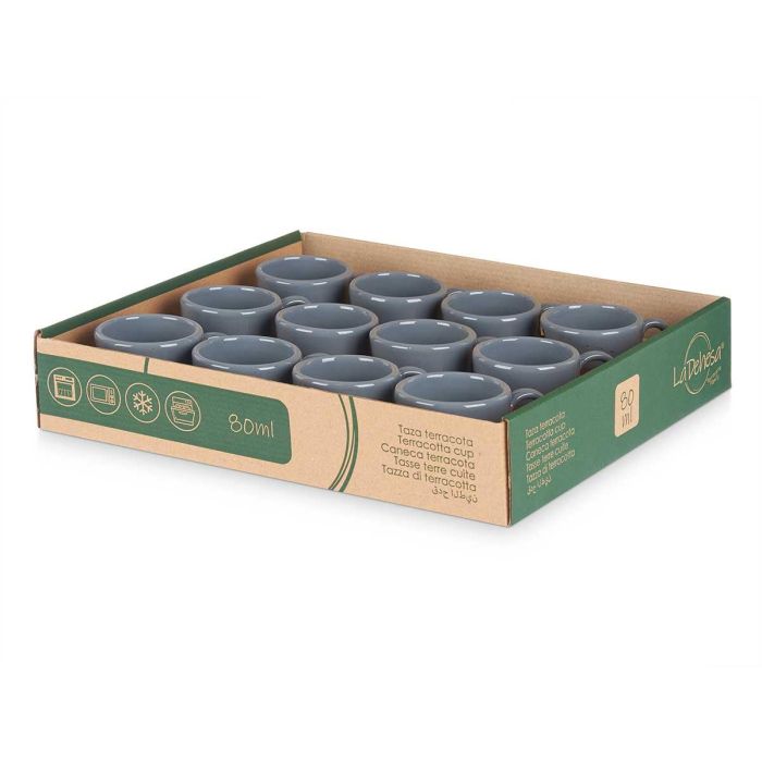 Taza Cafe Barro 80Ml Asa Gris La Dehesa 8X5CM (24 Unidades) 2 Taza Cafe Barro 80Ml Asa Gris La Dehesa 8X5CM (24 Unidades) 2