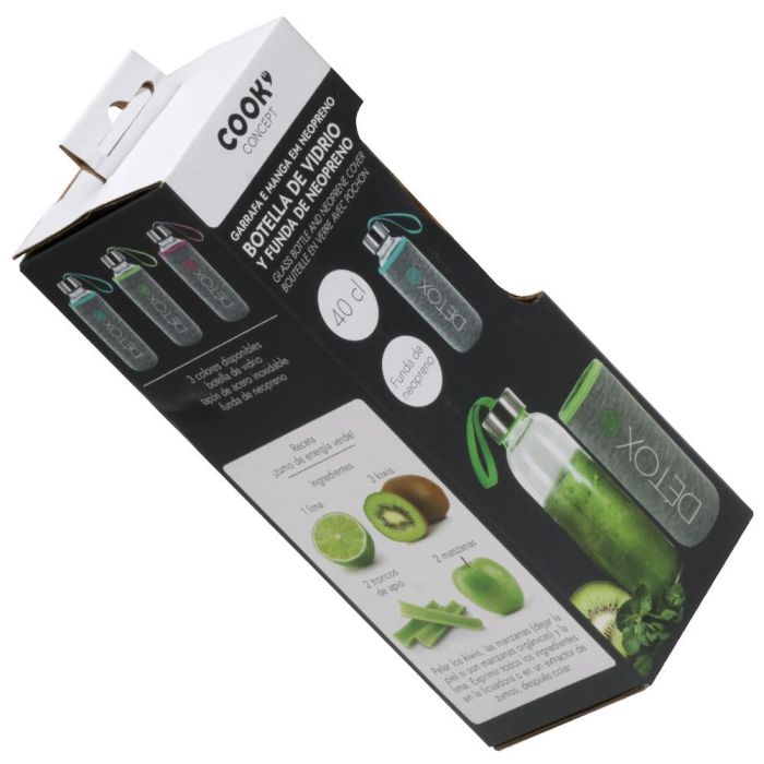 Cook Concept Botella 400 Ml Con Funda De Neopreno Transparente Cristal Azul Fucsia Verde 5 Cook Concept Botella 400 Ml Con Funda De Neopreno Transparente Cristal Azul Fucsia Verde 5
