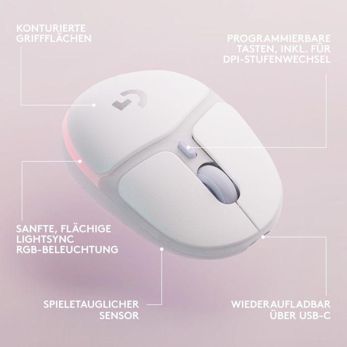 Logitech G705 Ratón Gaming Inalámbrico LIGHTSPEED Blanco, 8200 ppp, 6 Botones Programables, Recargable para PC y Mac 12