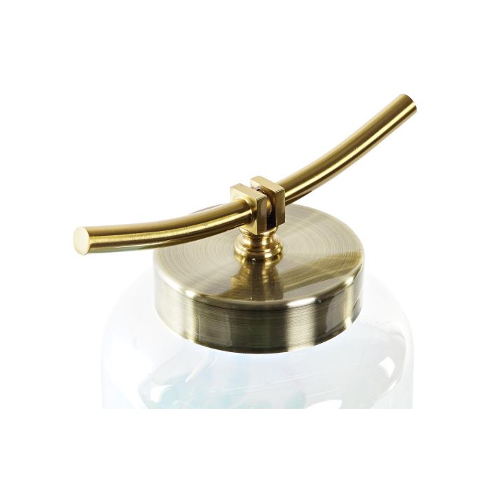 DKD Home Decor Jarrón Mediterraneo Sealine Azul Dorado Cristal y Metal 15 x 33 x 19 cm 1