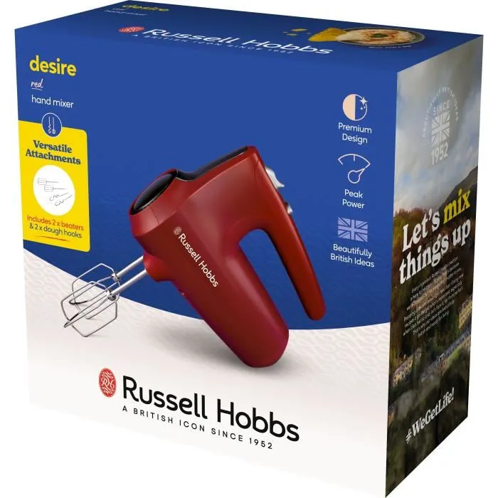 Russell Hobbs RUS5038061162950 Batidora de Mano Desire Red 185W 5 Velocidades Rojo 4