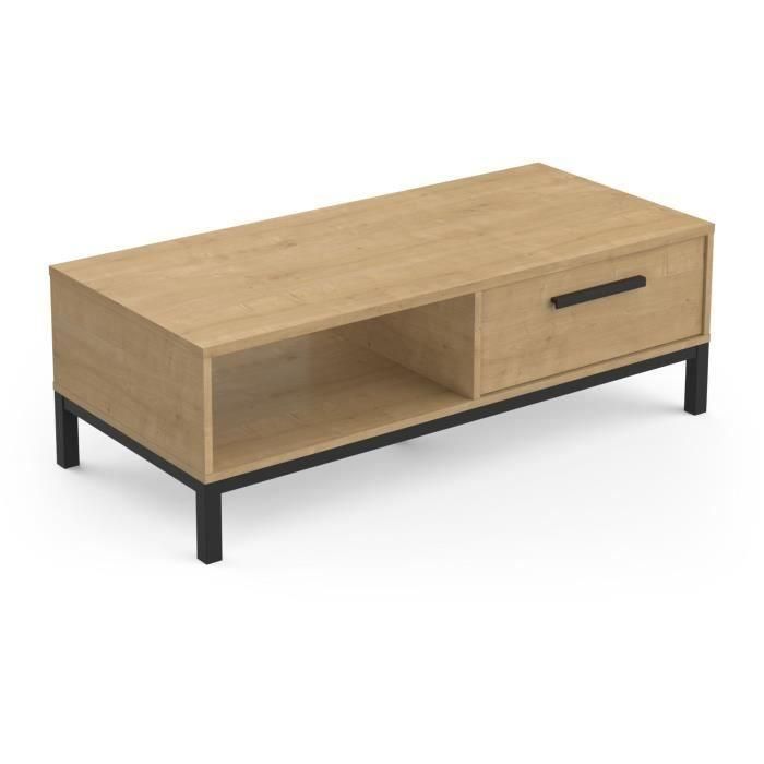 Mesa de centro 1 cajón / 1 nicho - CRAFT - Rectangular - Roble Hamilton / Negro - 110,4 x 50 x 36,9 cm - DEMEYRE 5 Mesa de centro 1 cajón / 1 nicho - CRAFT - Rectangular - Roble Hamilton / Negro - 110,4 x 50 x 36,9 cm - DEMEYRE 5