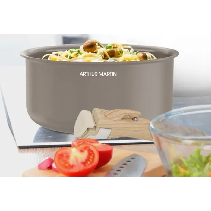 Arthur Martin AM9192 Batería de Cocina 5 Piezas Aluminio con Revestimiento Cerámico Color Topo Apta Inducción 2