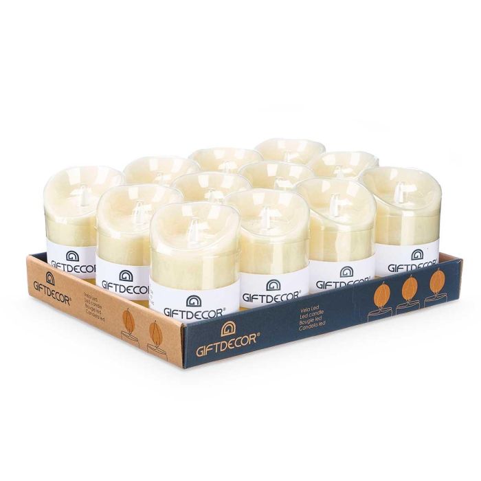 Vela Led Crema Ancha Alta Giftdecor 10X15CM (12 Unidades) 2 Vela Led Crema Ancha Alta Giftdecor 10X15CM (12 Unidades) 2