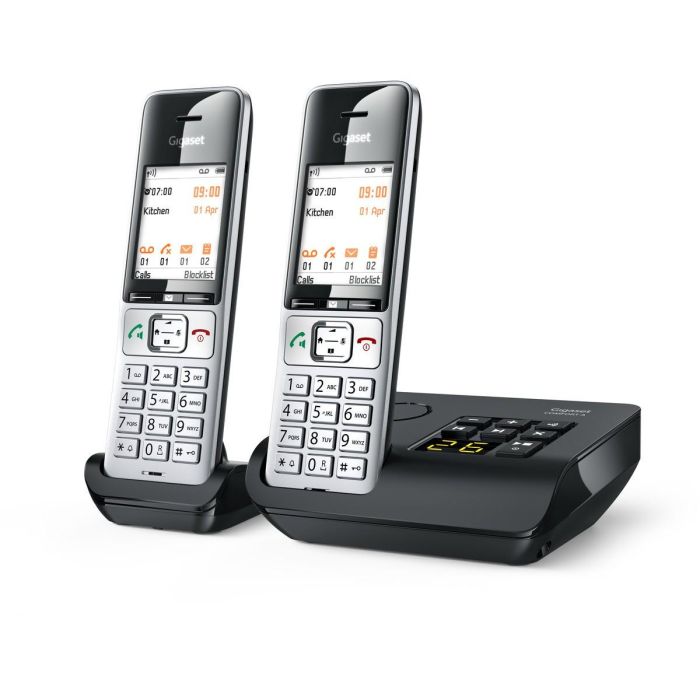 Gigaset COMFORT 500A duo Teléfono DECT/analógico con contestador automático, manos libres e identificador de llamadas, Negro/Plata 2