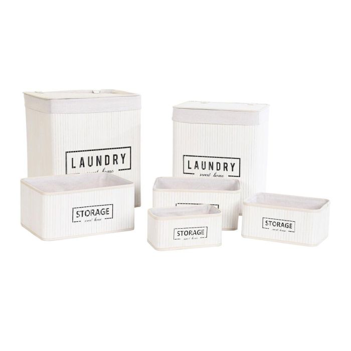 Cesta Ropa Basicos DKD Home Decor Blanco 30 x 46 x 40 cm Set de 6 Cesta Ropa Basicos DKD Home Decor Blanco 30 x 46 x 40 cm Set de 6