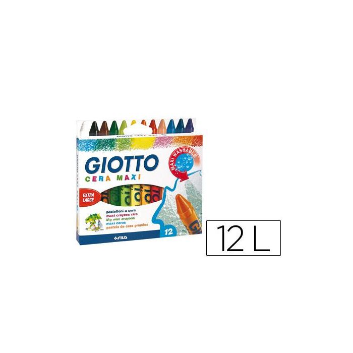 Lapices Cera Giotto Maxi Caja De 12 Colores Surtidos