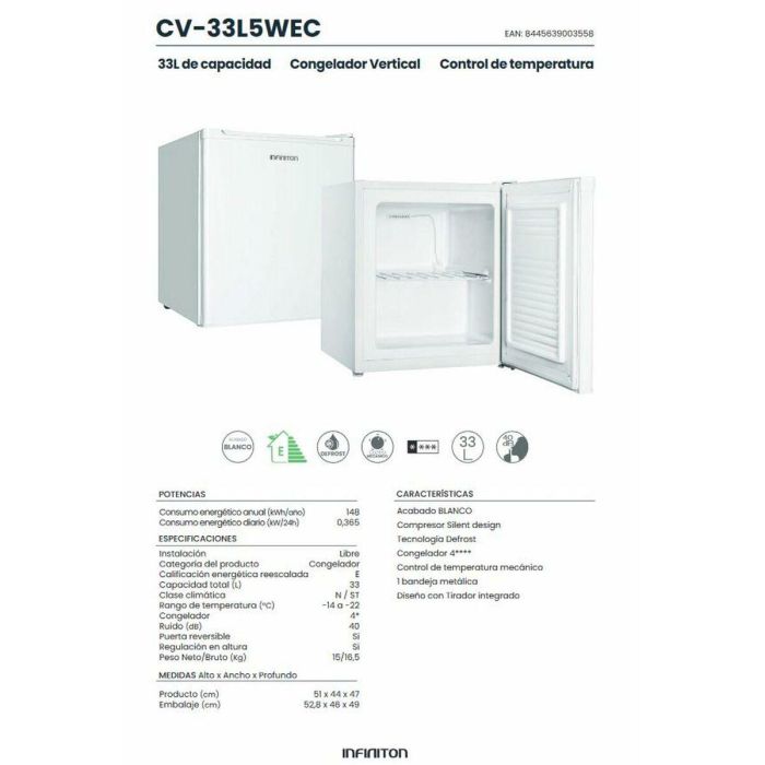 Congelador Infiniton CV-33L5WEC Blanco 33 L 2