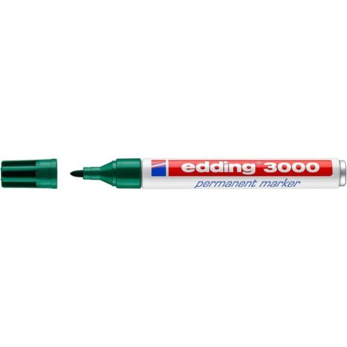 Edding 3000 Marcador Permanente Verde Punta Redonda Sintética 1,5-3 mm Recargable, Secado Rápido, Resistente Agua y Roce 0 Edding 3000 Marcador Permanente Verde Punta Redonda Sintética 1,5-3 mm Recargable, Secado Rápido, Resistente Agua y Roce 0