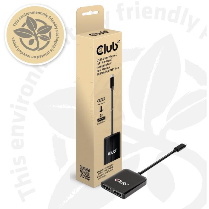 Club3D MST-Hub USB 3.2 Typ C > 2x DP 4K60Hz St/Bu Multi-Stream Transport Hub, USB-C a 2 DisplayPort 4K 60Hz 8 Club3D MST-Hub USB 3.2 Typ C > 2x DP 4K60Hz St/Bu Multi-Stream Transport Hub, USB-C a 2 DisplayPort 4K 60Hz 8