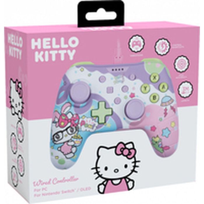 Konix Mando con Cable para Nintendo Switch, Switch OLED y PC - Hello Kitty - Vibración - Cable 3m - Morado y Rosa 8