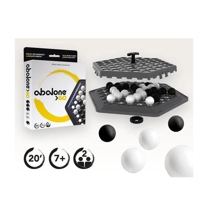 Asmodee Zygabgo01Es Juego de Mesa Abalone Go: Estrategia con Tablero Hexagonal, Bolas Blancas y Negras. Edición Portátil para Mayores de 7 Años 3