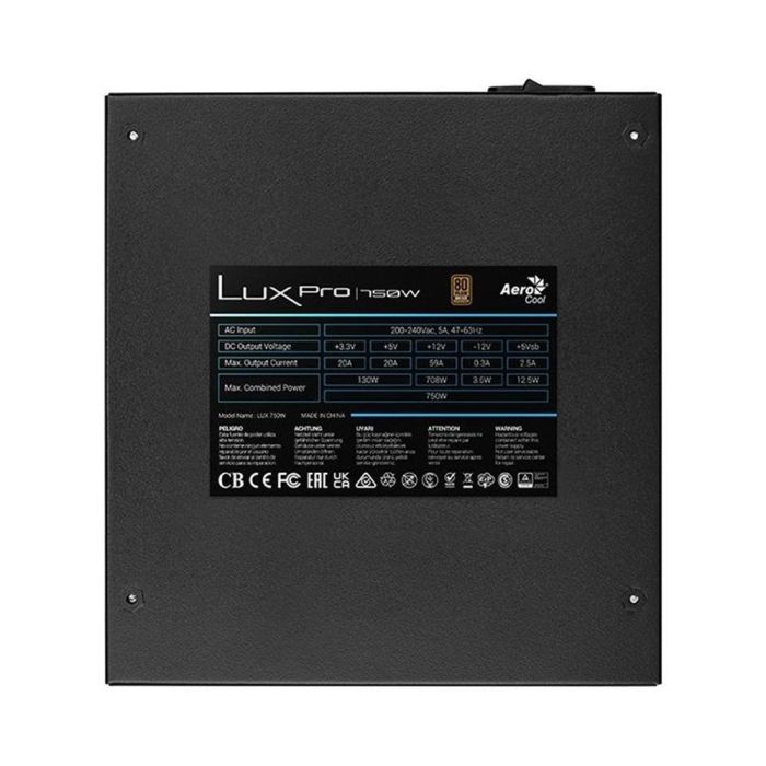 Fuente de Alimentación Aerocool LUXPRO750/ 750W/ Ventilador 14cm/ 80 Plus Bronze 2 Fuente de Alimentación Aerocool LUXPRO750/ 750W/ Ventilador 14cm/ 80 Plus Bronze 2