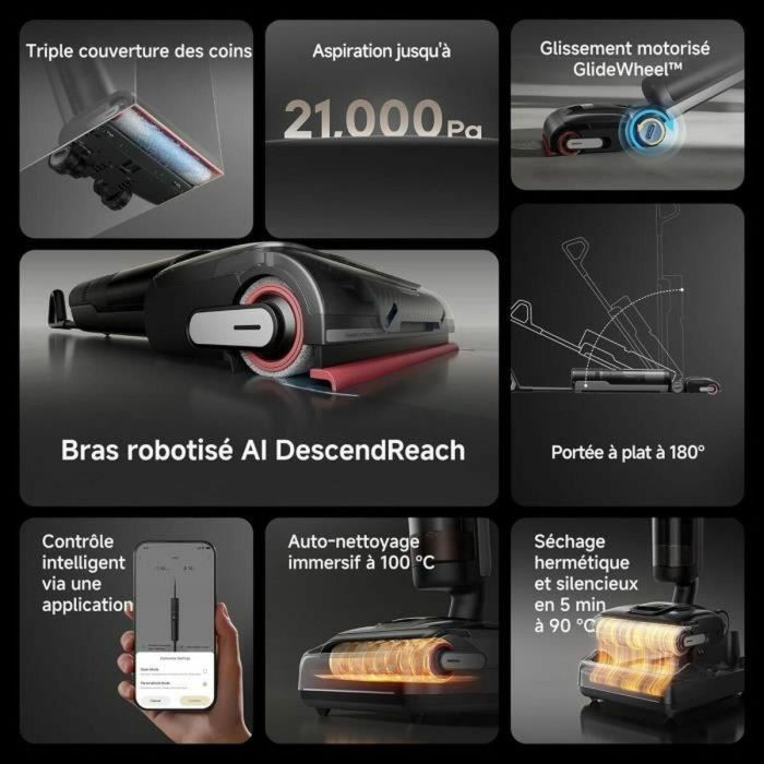Dreame AAAOS15275 H15 Pro Aspiradora de Brazo Robótico AI DescendReach, Triple Filo, 21 kPa, Antienredos, Limpieza Cepillo Inmersivo 100 °C 7