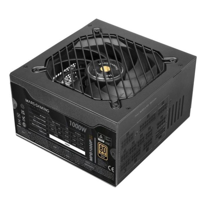 Mars Gaming Fuente de Alimentación MPB1000PSI 1000W 80 Plus Gold Ventilador 14cm ATX 3.1 PCIe 5.1 Modular 2