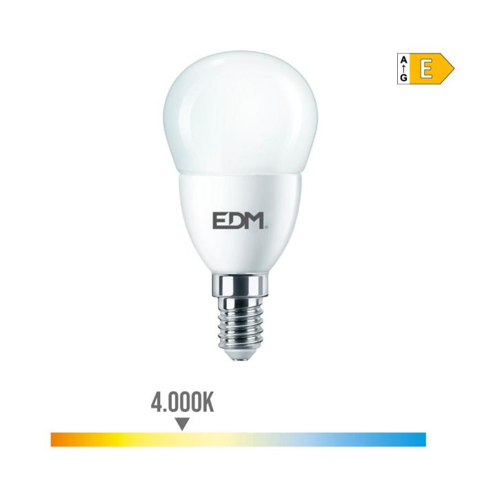 Edm Bombilla esférica LED E14 7W 806lm 4000K luz día Ø4,8x9,5cm