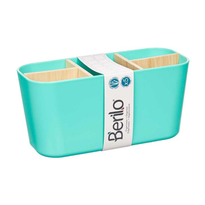 Organizador ovalado de bambú 5 huecos, verde menta, 21x10x9 cm - BERILO (6 Unidades) 1 Organizador ovalado de bambú 5 huecos, verde menta, 21x10x9 cm - BERILO (6 Unidades) 1