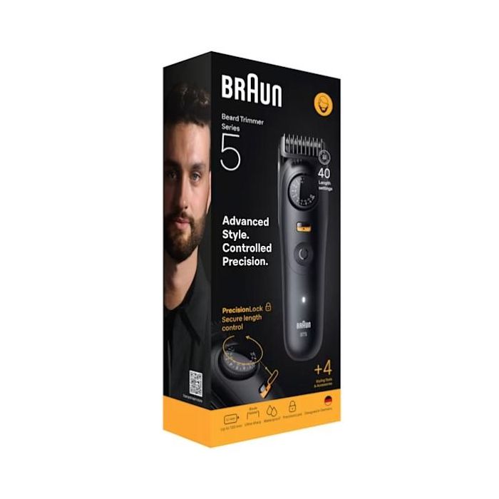 Braun 244992 Recortadora de Barba Series 5 BT5520, Afeitadora Hombre Inalámbrica con Batería y 4 Accesorios, Lavable, Negro 1