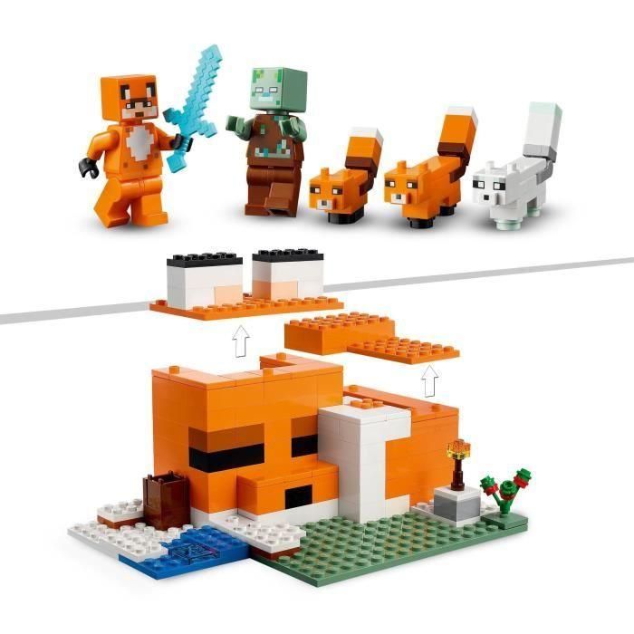 LEGO 21178 Minecraft The Fox's Refuge, Casa de juguete de construcción, Niños a partir de 8 años, Set con minifiguras de zombis, Animales 3 LEGO 21178 Minecraft The Fox's Refuge, Casa de juguete de construcción, Niños a partir de 8 años, Set con minifiguras de zombis, Animales 3