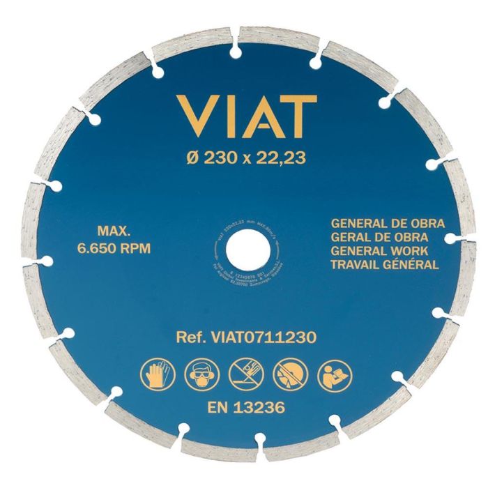 Viat Disco diamantado segmentado Ø230x3x22,23mm para corte en seco Viat0711230 0 Viat Disco diamantado segmentado Ø230x3x22,23mm para corte en seco Viat0711230 0