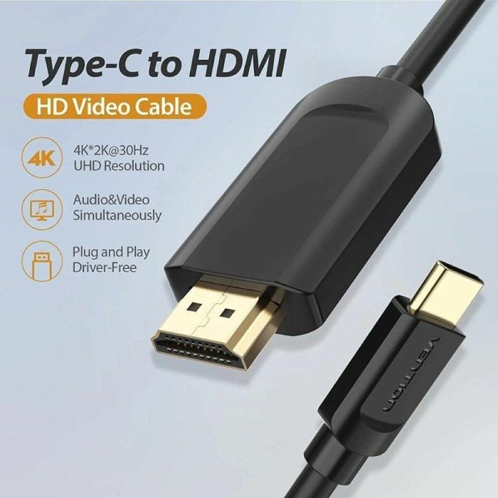 Cable HDMI Vention CGUBH Negro Dorado 2 m 2