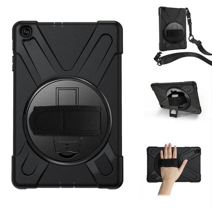 eSTUFF Funda Defender AUSTIN para Galaxy Tab A 10.1 2019, Resistente a Golpes, con Soporte Giratorio y Correa de Hombro, Negra