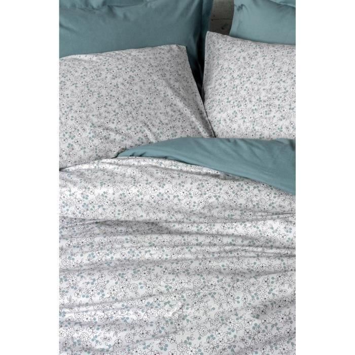Juego de cama - 1 funda nórdica 220x240 cm + 2 fundas de almohada 60x60 cm - 100% algodón - Menta 1 Juego de cama - 1 funda nórdica 220x240 cm + 2 fundas de almohada 60x60 cm - 100% algodón - Menta 1