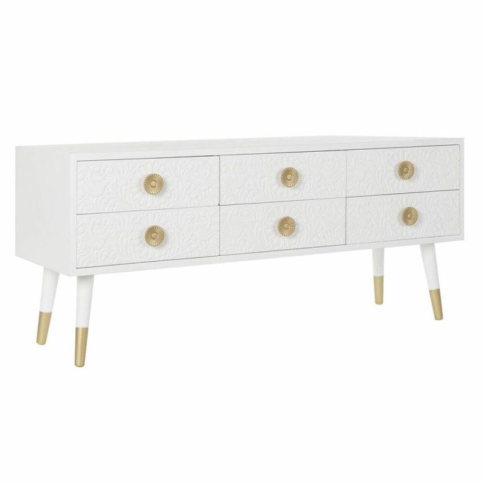 Mueble de TV DKD Home Decor Blanco Dorado Abeto Madera MDF 120 x 42 x 54 cm Mueble de TV DKD Home Decor Blanco Dorado Abeto Madera MDF 120 x 42 x 54 cm