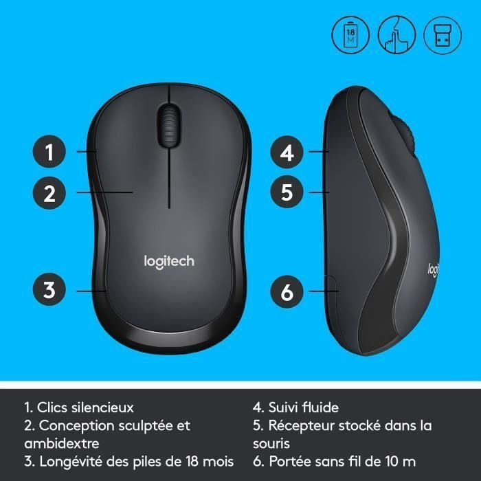 Logitech Ratón M220 Inalámbrico 1000Dpi Ambidiestro Negro 5