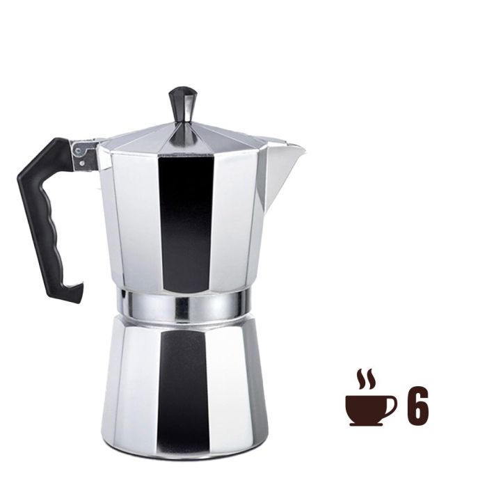 Gourmet Kitchen Cafetera de aluminio 6 tazas para gas, vitrocerámica y placa eléctrica Gourmet Kitchen Cafetera de aluminio 6 tazas para gas, vitrocerámica y placa eléctrica