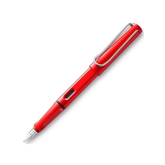 Lamy 016M Safari Pluma Estilográfica, Tinta Azul, Punta M, Color Rojo