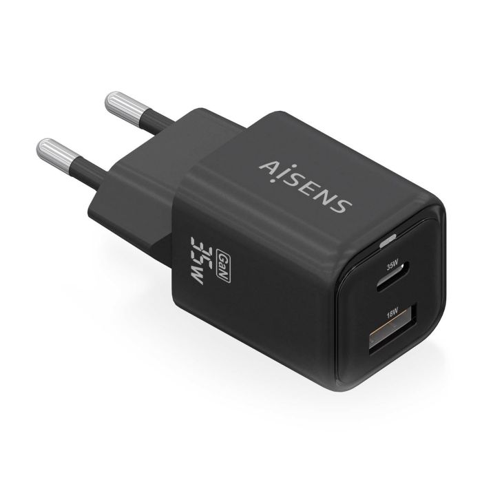 AISENS - CARGADOR GaN 35W, 1xUSB-C PD3.0 QC4.0, 1xUSB-A QC3.0, NEGRO AISENS - CARGADOR GaN 35W, 1xUSB-C PD3.0 QC4.0, 1xUSB-A QC3.0, NEGRO