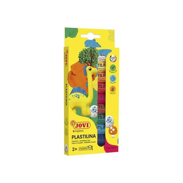 Jovi Plastilina Barra 15 gr, Colores Surtidos, Estuche 10 Unidades