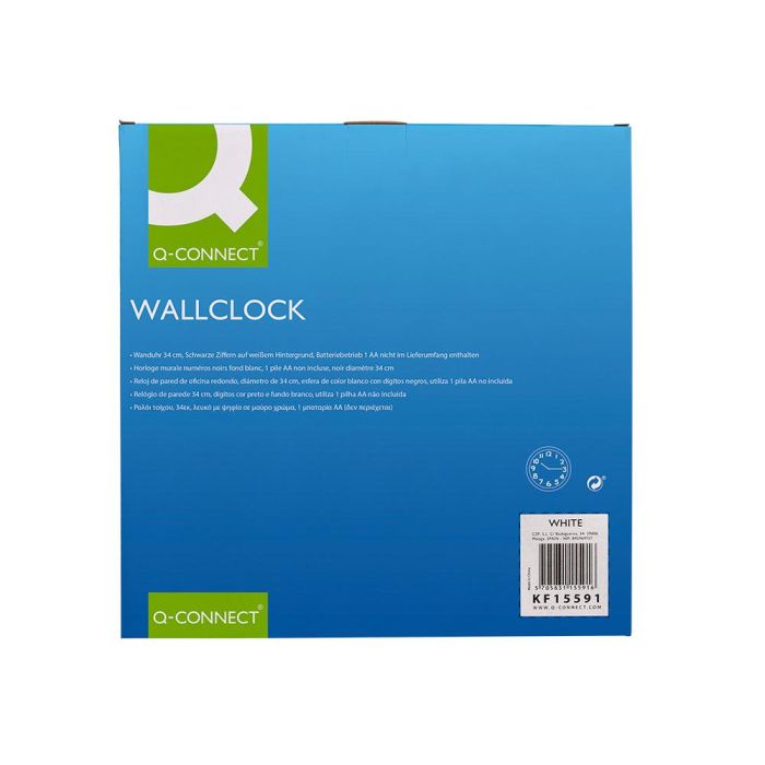 Reloj Q-Connect De Pared Plastico Oficina Redondo 34 cm Marco Blanco 9