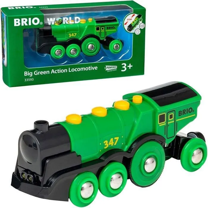 Brio World 33593 Potente Locomotora Verde a Baterías Juguete de Madera 1