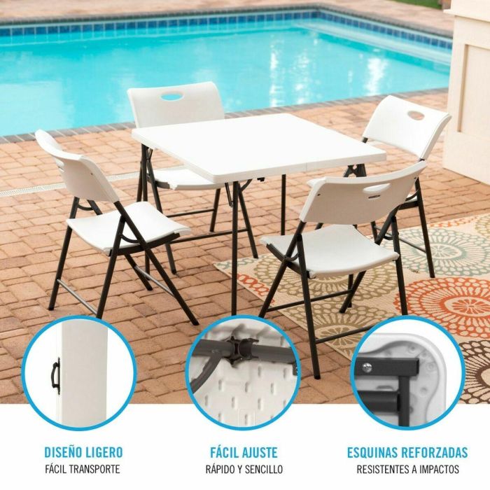 Lifetime Mesa Cuadrada Plegable por la Mitad Blanca 80273 86x86x74cm 4