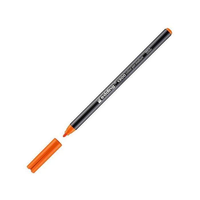 Edding Rotulador de Fibra 1300 Trazo Medio Naranja, 2 mm, tinta base agua, secado rápido, fluorescente (Set de 10 unidades) (Set de 10)