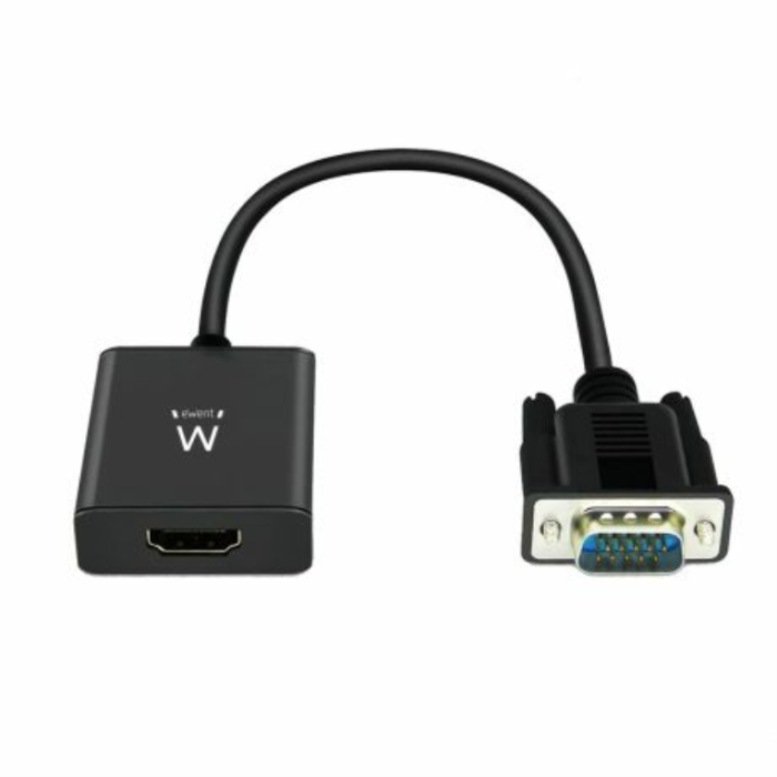 EWENT EW9866 Adaptador de Cable de Vídeo de 0.202m, VGA (D-Sub) a HDMI con Audio de 3.5mm, Negro EWENT EW9866 Adaptador de Cable de Vídeo de 0.202m, VGA (D-Sub) a HDMI con Audio de 3.5mm, Negro