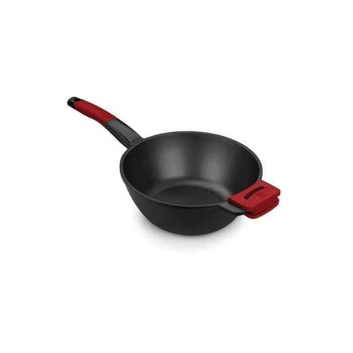 Sartén Wok BRA A412028 Rojo/Negro Ø 28 cm Acero Inoxidable (1 unidad) (Ø 28 cm)