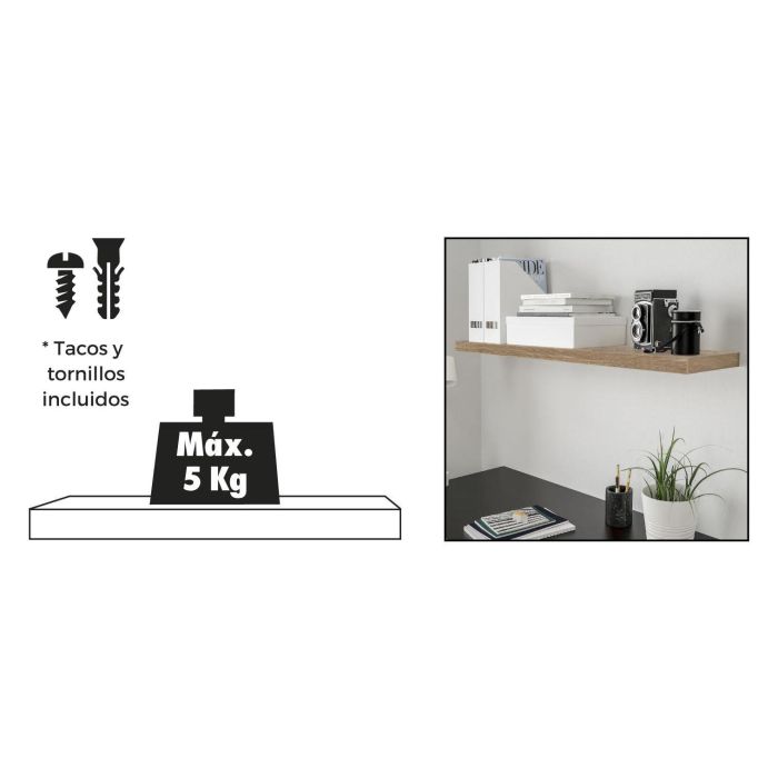 Estante mural MDF 23.5x80x3.8 cm color blanco - Confortime (4 Unidades) 3
