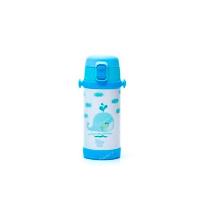 IRISANA Bbo8.Az Botella Termo Infantil de Acero Inoxidable 320ml con Pajita de Silicona, Diseño Ballena