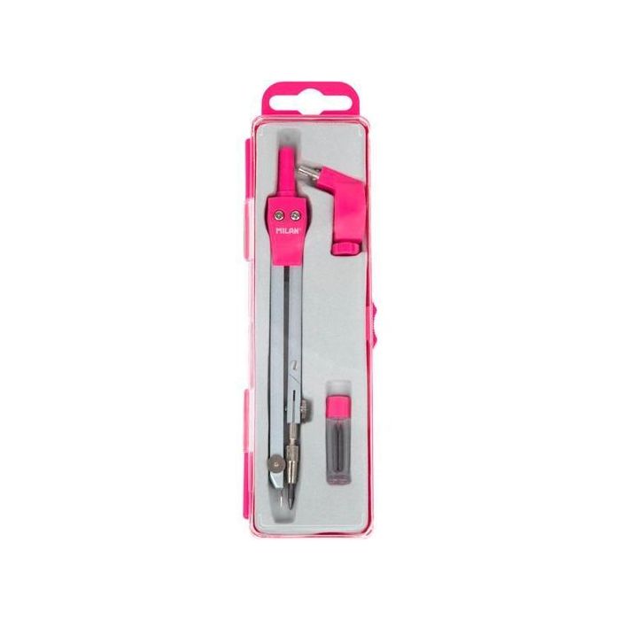 Milan Compás Universal Con Pata Articulada + Adaptador + 2 Minas Serie Acid Rosa Milan Compás Universal Con Pata Articulada + Adaptador + 2 Minas Serie Acid Rosa