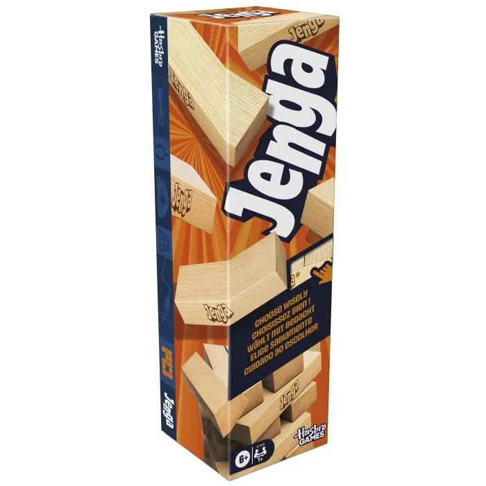 Hasbro Games Jenga G1499 Juego de Torre de Bloques Clásico con Desafíos de Aplicación para +6 Años 3