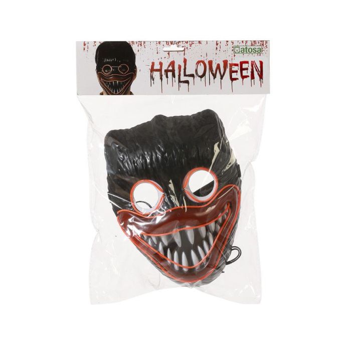Mascara Negra Con Dientes Iluminados Para Disfraz De Monstruo Adulto 1