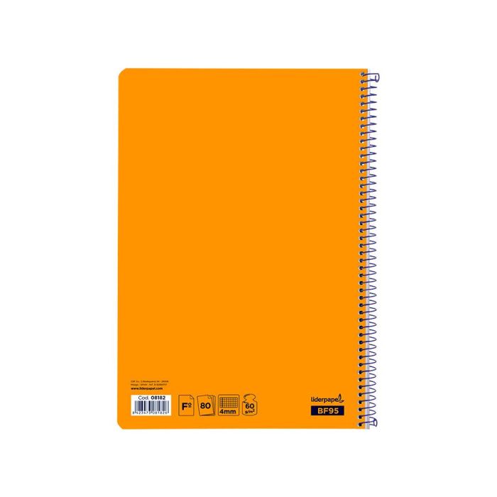 Cuaderno Espiral Liderpapel Folio Smart Tapa Blanda 80H 60 gr Cuadro 4 mm Con Margen Color Naranja 10 unidades 4