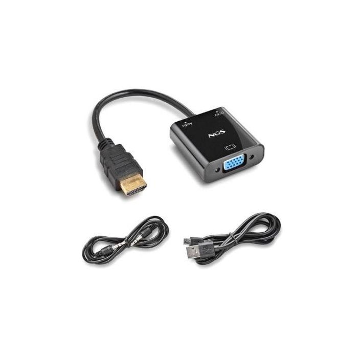 Adaptador HDMI a VGA NGS CHAMALEON 15 cm Negro Adaptador HDMI a VGA NGS CHAMALEON 15 cm Negro