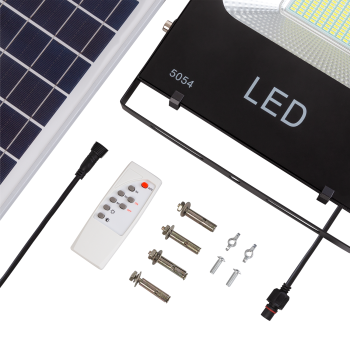 Foco Proyector LED 100W 10.000Lm 6000ºK Solar Sensor 100W + Control Remoto Panel 6V/25W 40.000H  [HO-626005-CW] 6