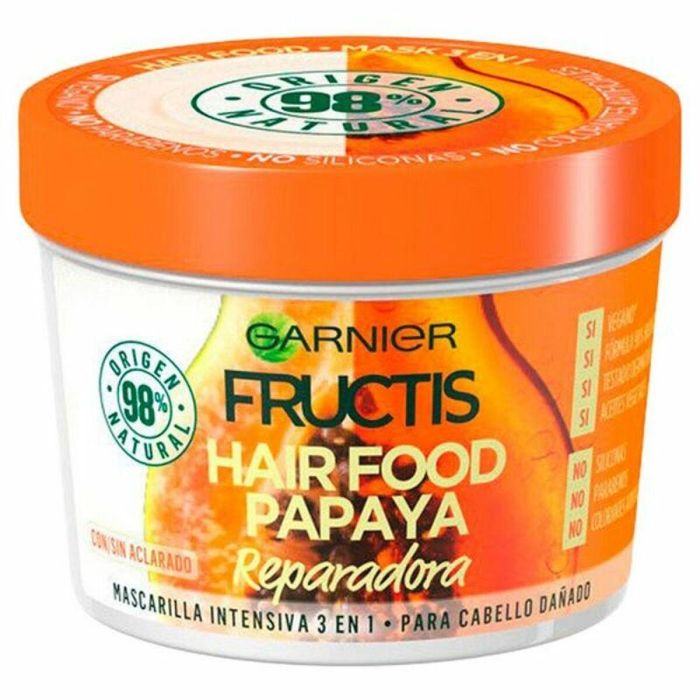 Garnier F.I.L. C212870/1 Fructis Hair Food Mascarilla Papaya Reparadora 3 en 1 Cabello Dañado Vegana Sin Siliconas 390 ml