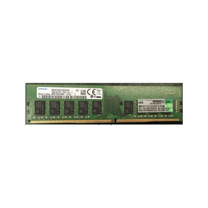 Hewlett Packard Enterprise DIMM memory module with 16GB capacity, 2666MHz speed, 1Gx8 organization, designed for specific HPE systems.