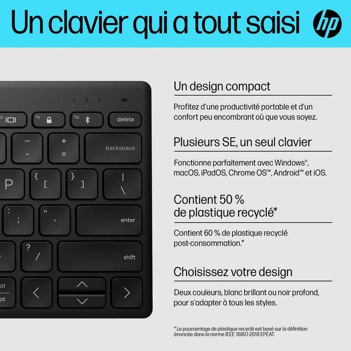 HP 350 Teclado Inalámbrico Bluetooth Compacto Multi-Dispositivo, Cómodo y Portátil para Productividad en PC, Portátil, Tablet y Móvil 17